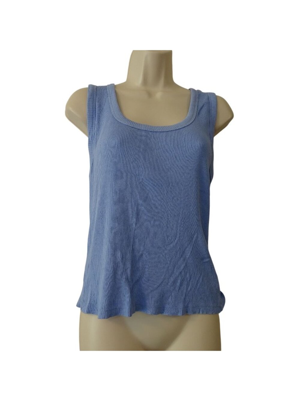 Gap Ribbed Blue Tank Top Women Size M Sleeveless Casual Scoop Neck Athleisure